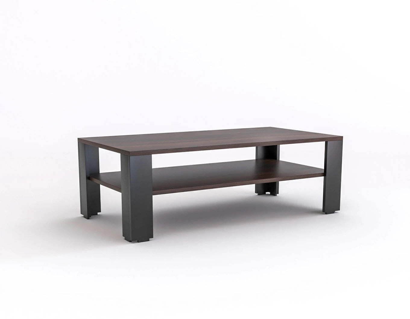 Modern Wooden Coffee Table with Open Storage Shelf