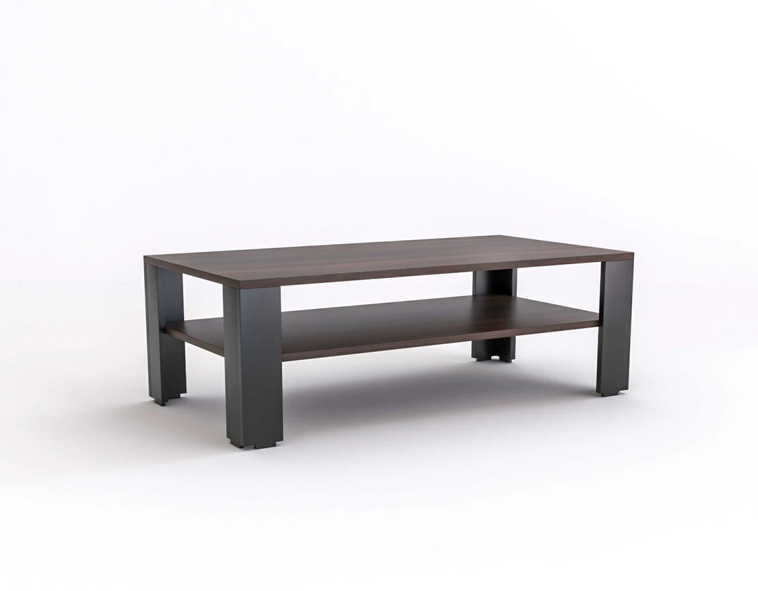 Modern Wooden Coffee Table with Open Storage Shelf