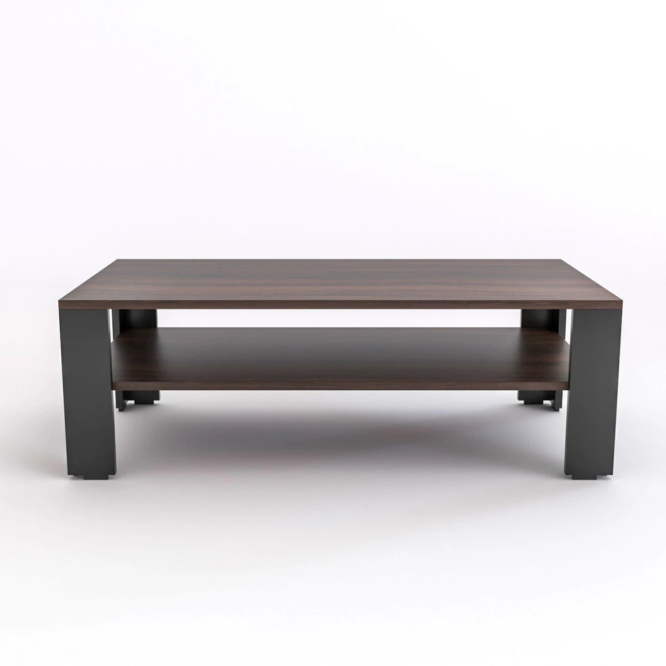Modern Wooden Coffee Table with Open Storage Shelf