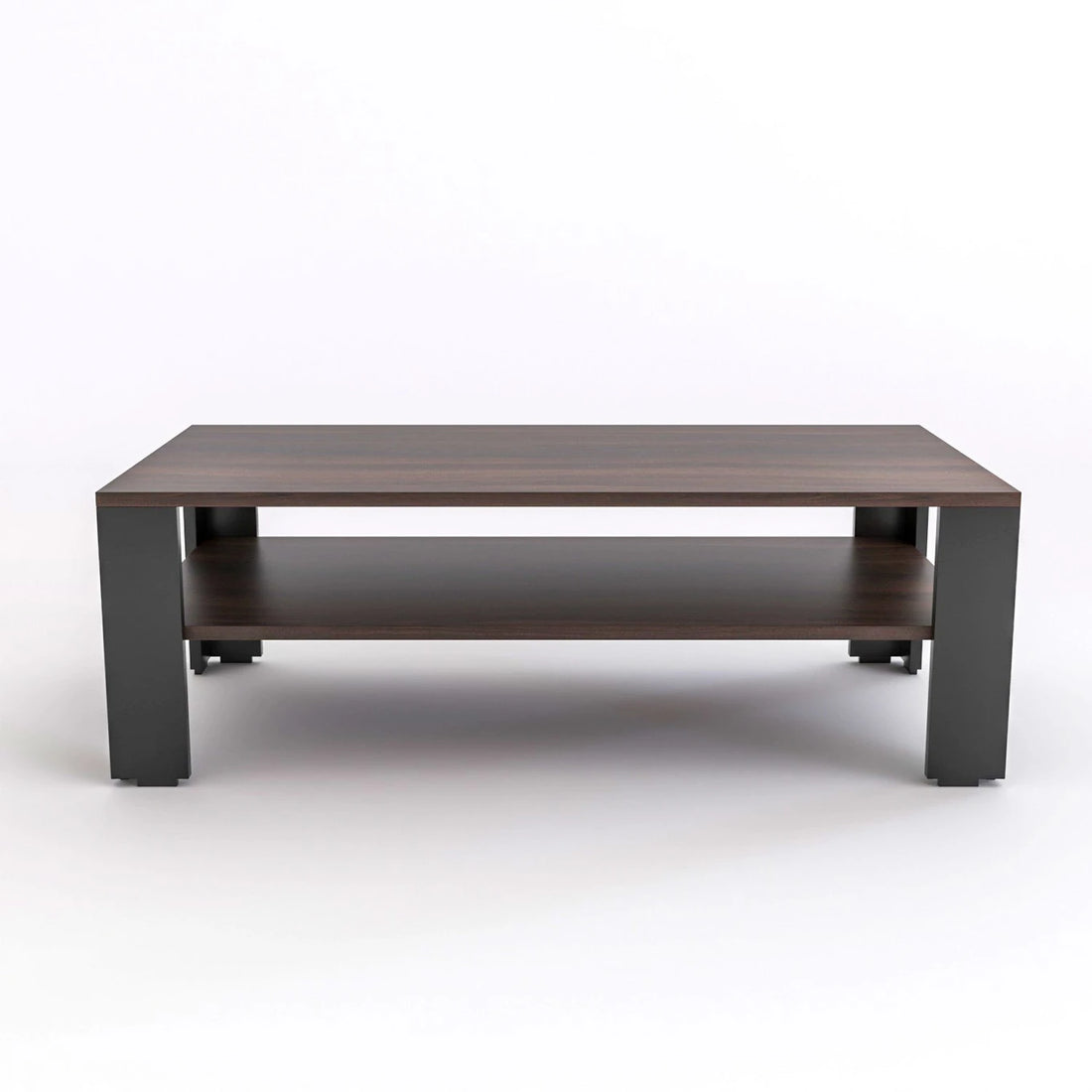 Modern Wooden Coffee Table with Open Storage Shelf