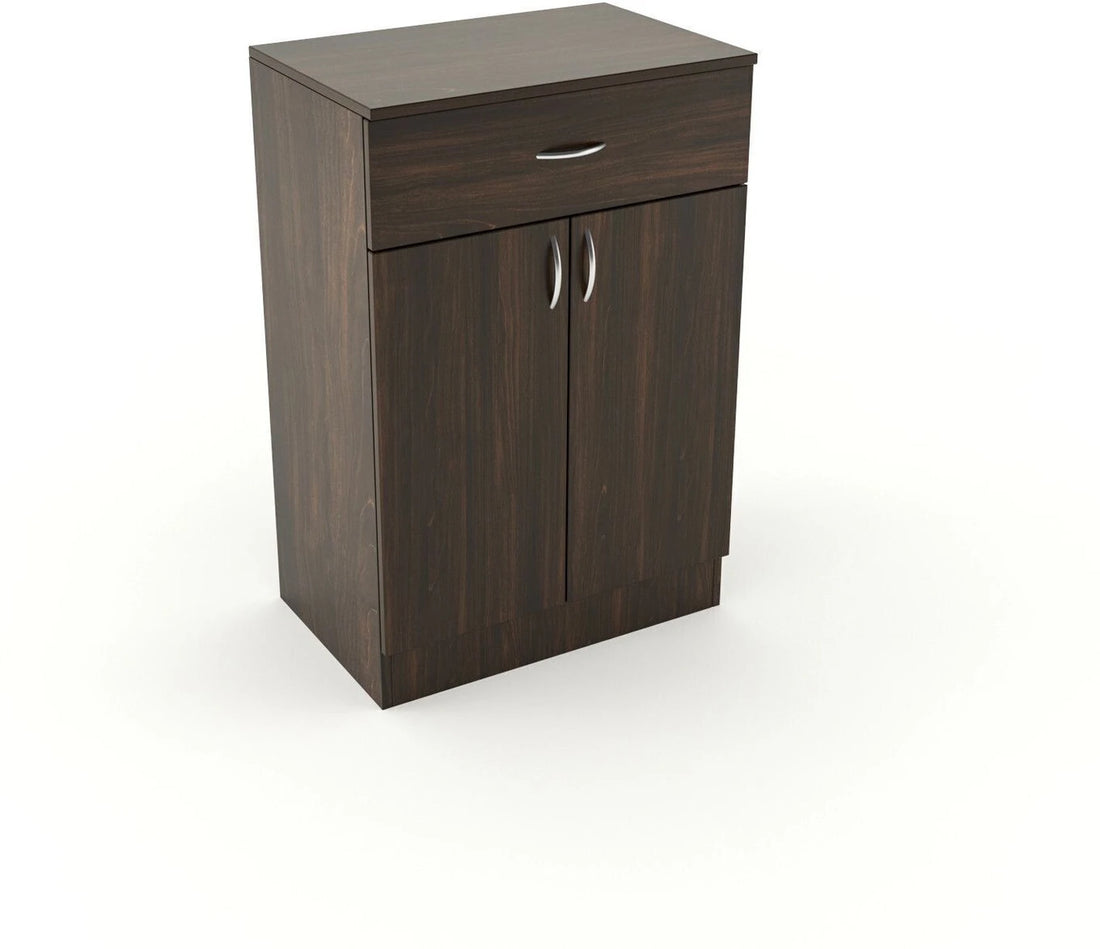 Modern Wooden Shoe Cabinet with Drawer & 2 Door Storage - Dark Walnut Finish
