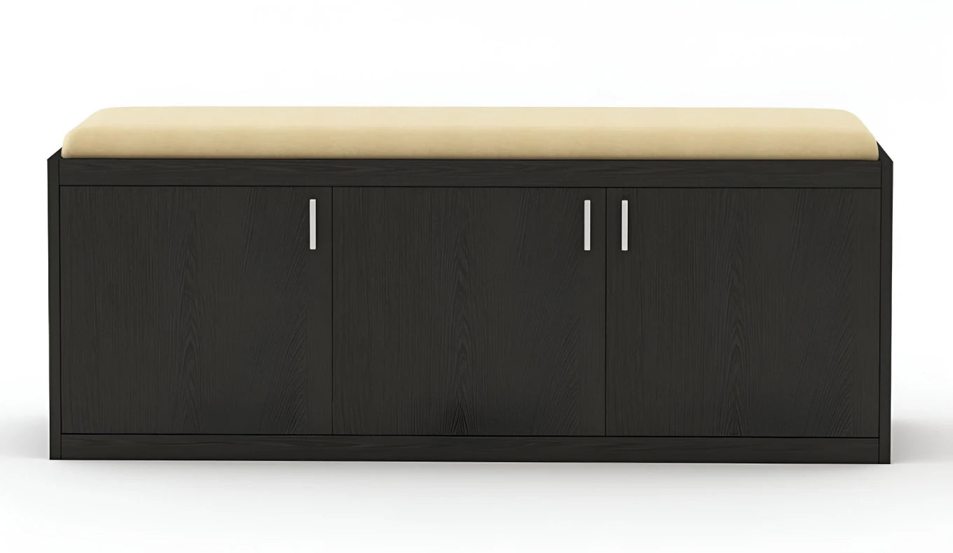 Floresta Wud Engineered Wood Shoe Rack Bench (Black Finish)