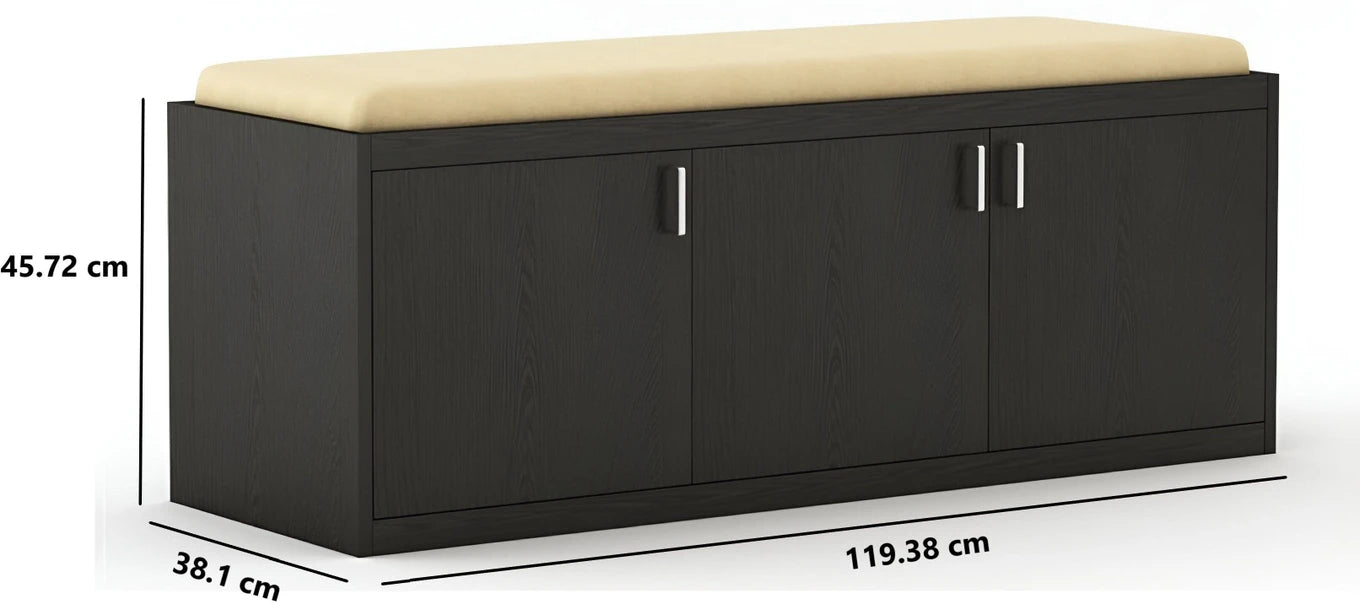 Floresta Wud Engineered Wood Shoe Rack Bench (Black Finish)