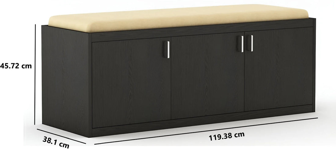 Floresta Wud Engineered Wood Shoe Rack Bench (Black Finish)