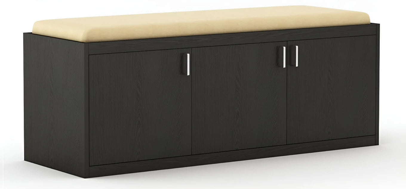 Floresta Wud Engineered Wood Shoe Rack Bench (Black Finish)