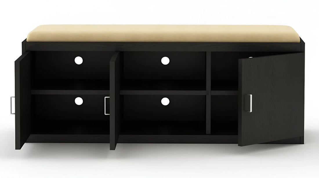 Floresta Wud Engineered Wood Shoe Rack Bench (Black Finish)