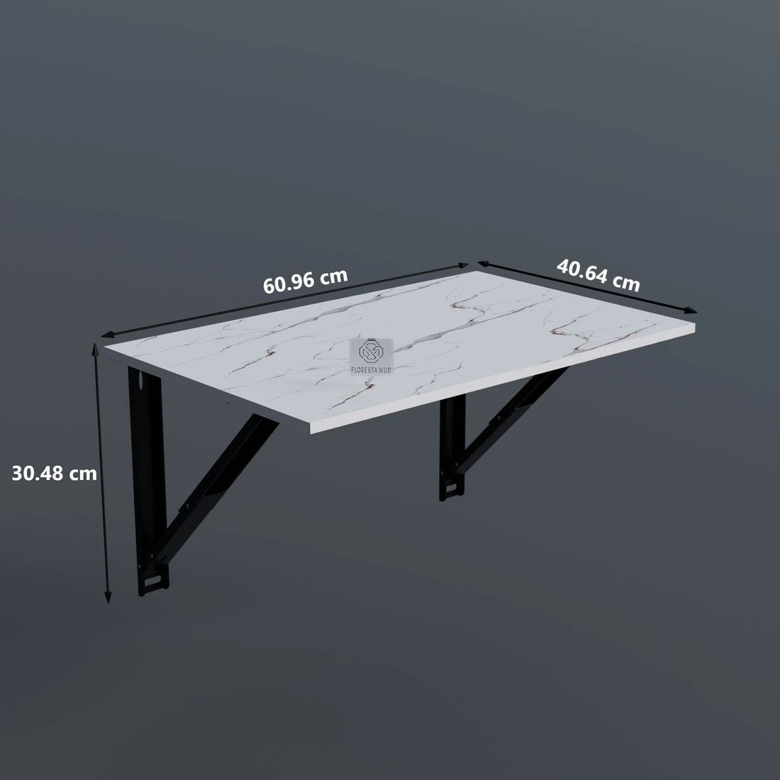 Floresta Wud Wall Mounted Foldable Study Table  (White Marble Finish)