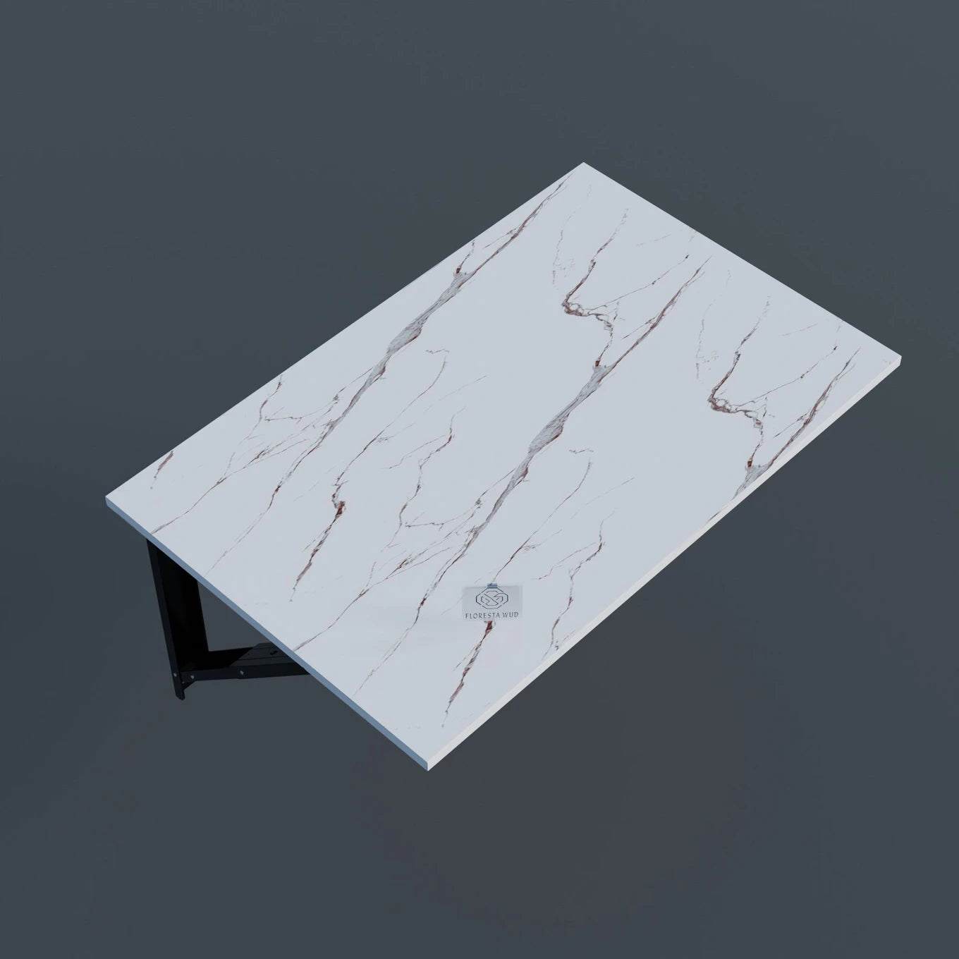 Floresta Wud Wall Mounted Foldable Study Table  (White Marble Finish)