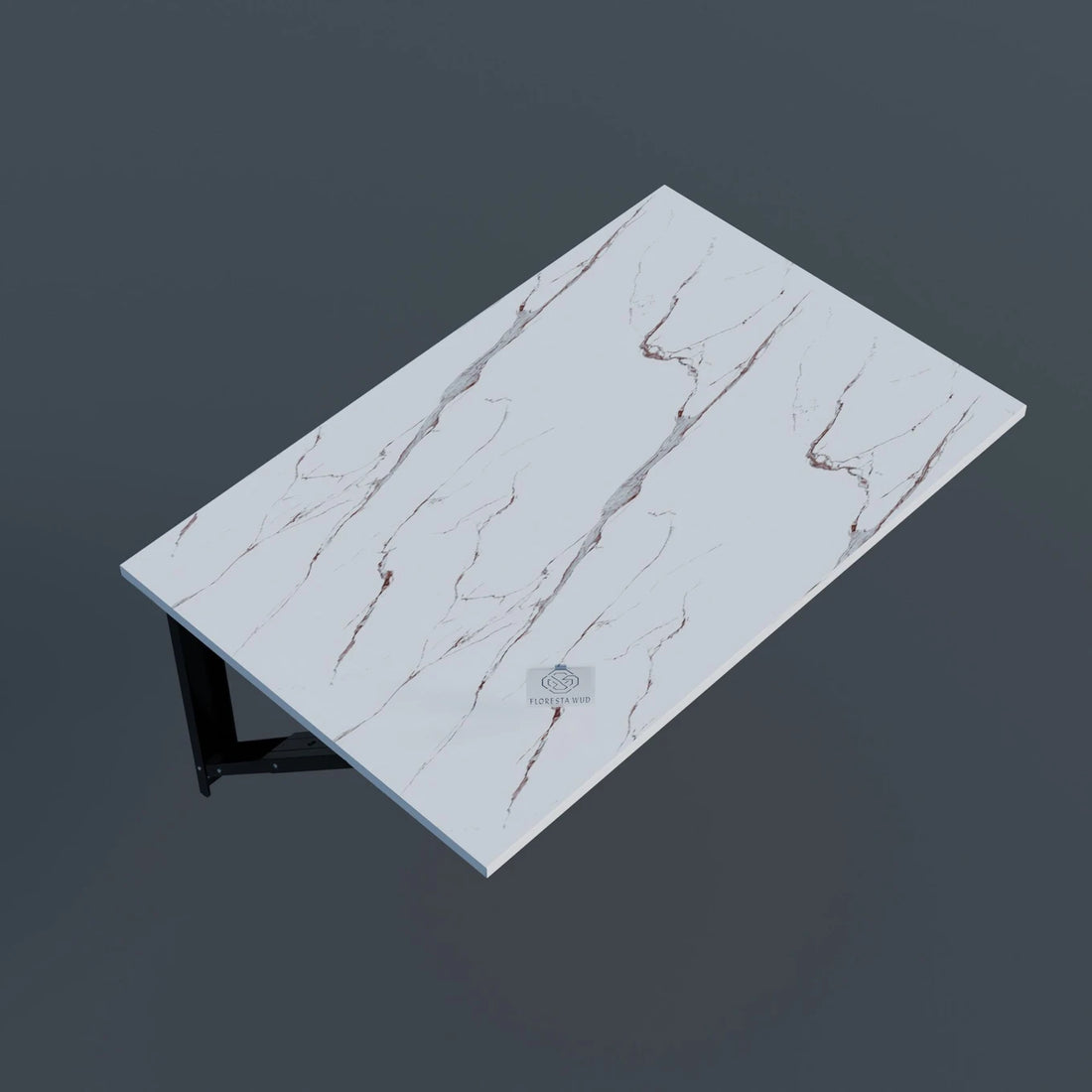 Floresta Wud Wall Mounted Foldable Study Table  (White Marble Finish)