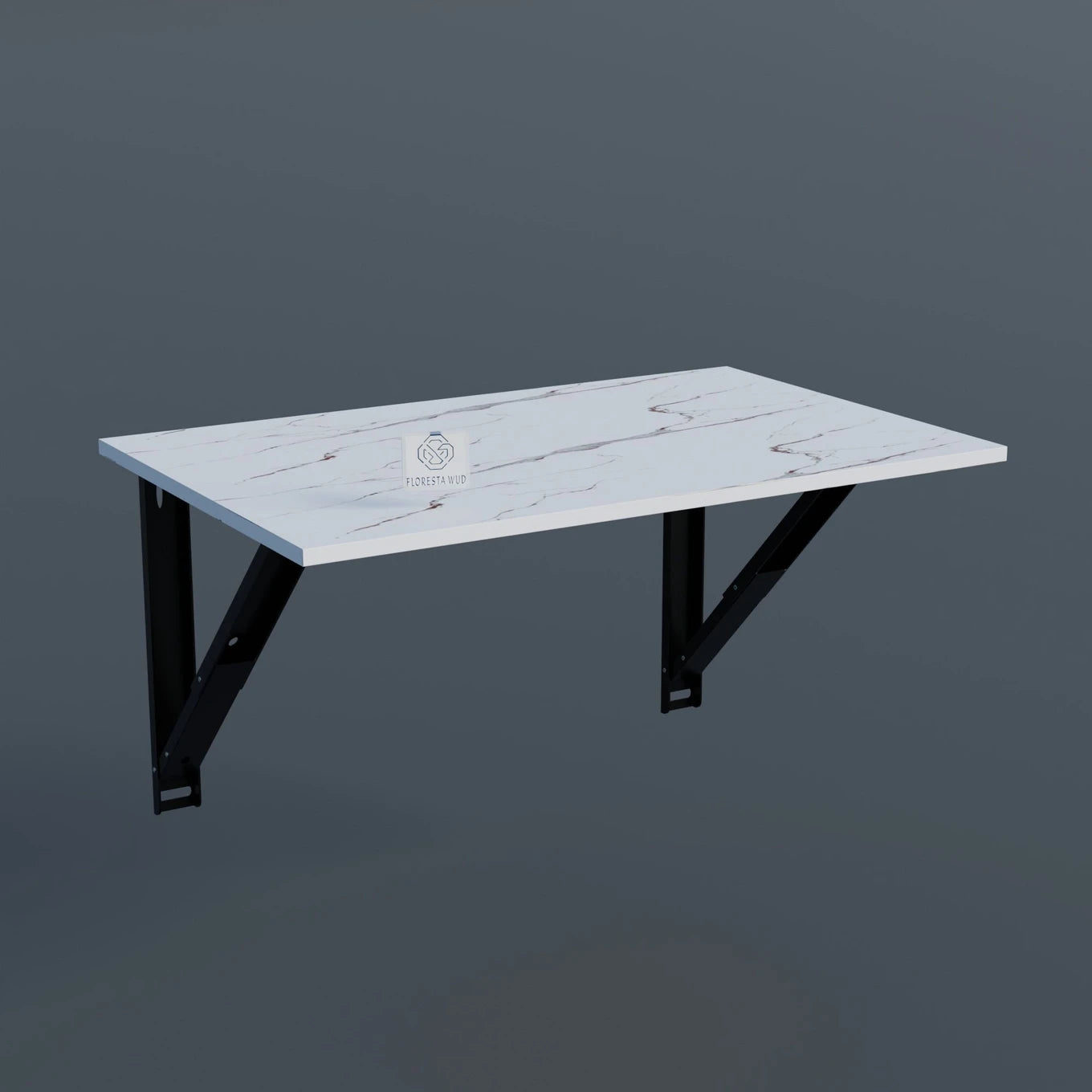 Floresta Wud Wall Mounted Foldable Study Table  (White Marble Finish)