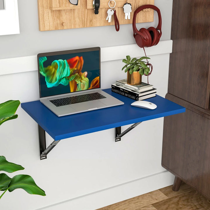 Floresta Wud Wall Mounted Foldable Study Table (Blue Finish)
