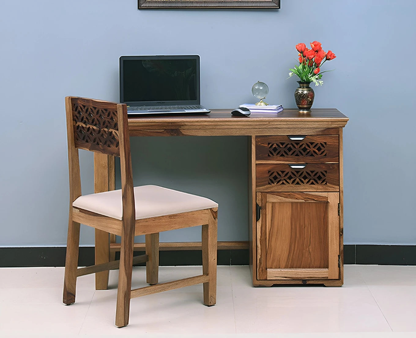 Floresta Wud Sheesham Wood Study Table with Chair