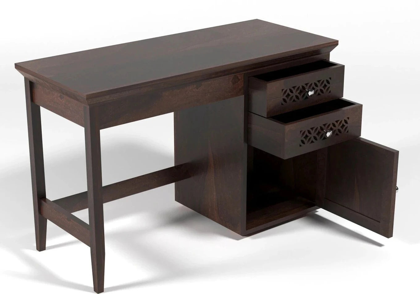 Floresta Wud Sheesham Wood Study Table with Storage (Dark Walnut Finish)