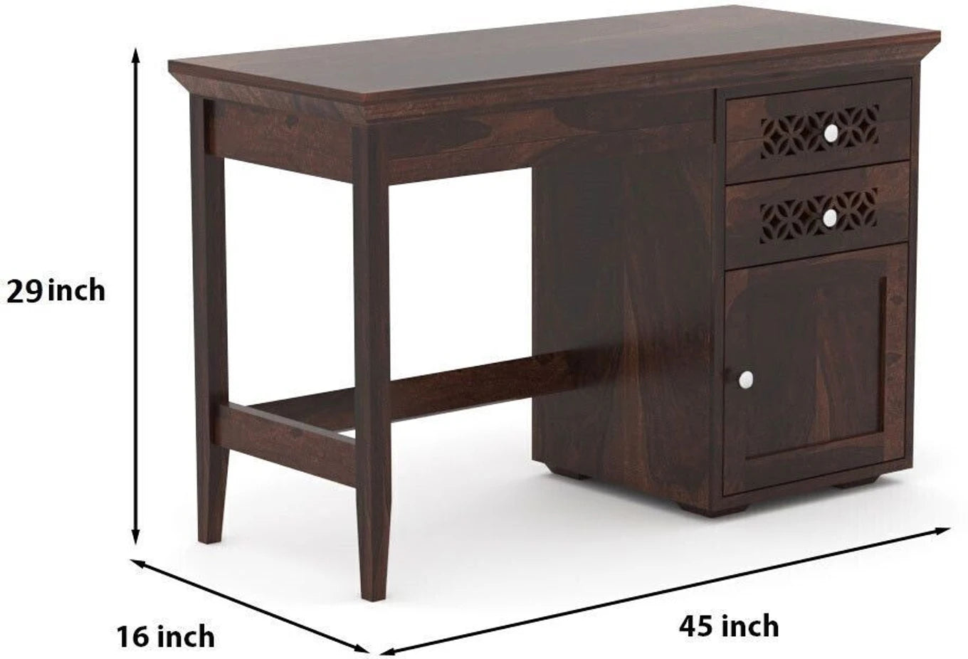 Floresta Wud Sheesham Wood Study Table with Chair (Walnut Finish)