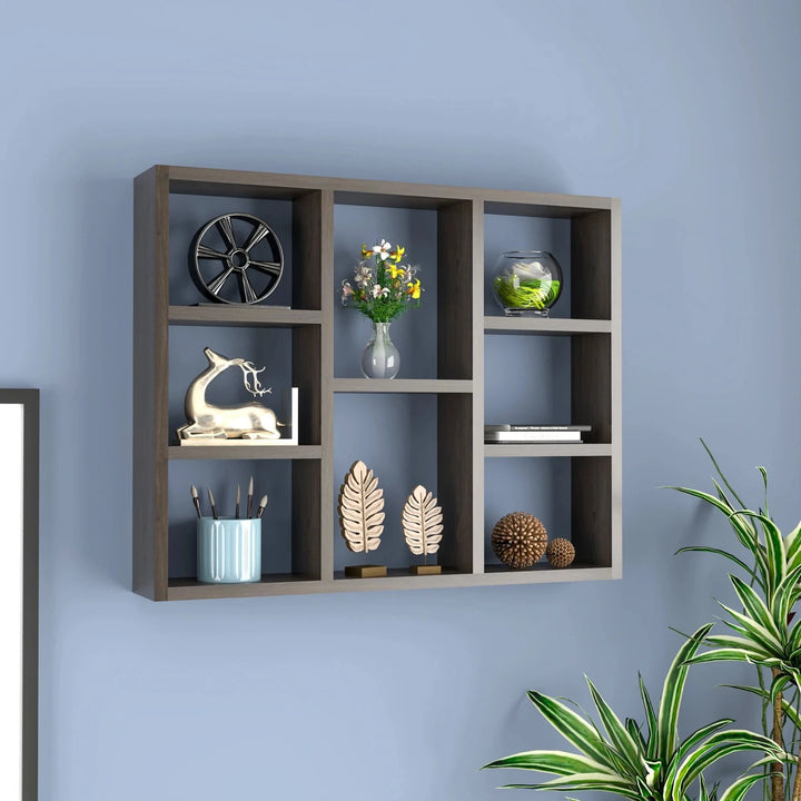 Floresta Wud Decorative Wall Shelf (Grey Walnut Finish)